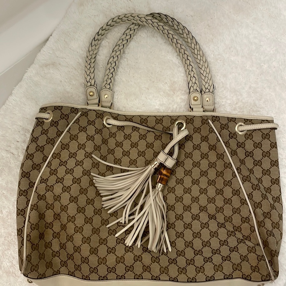 Gucci cream and beige tote bag